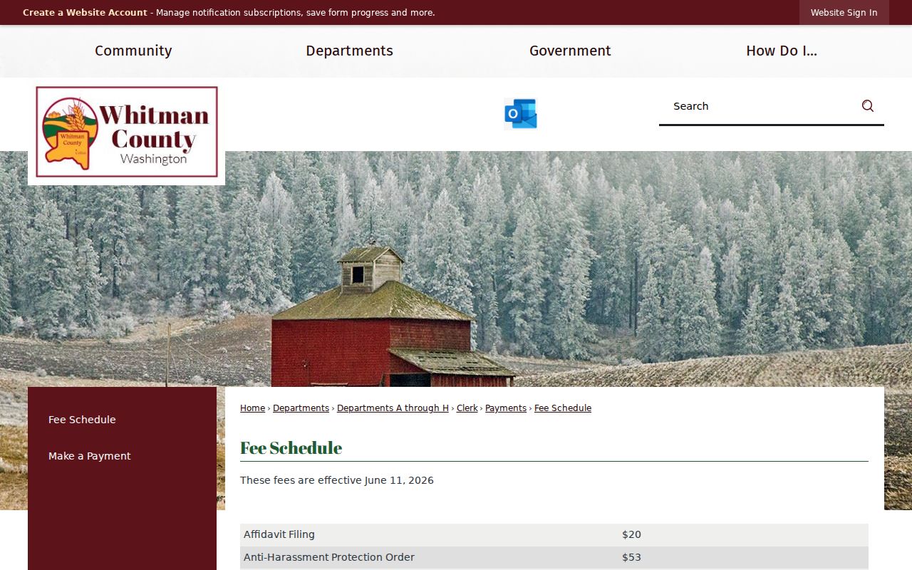 Whitman County court record copy and certification fees
