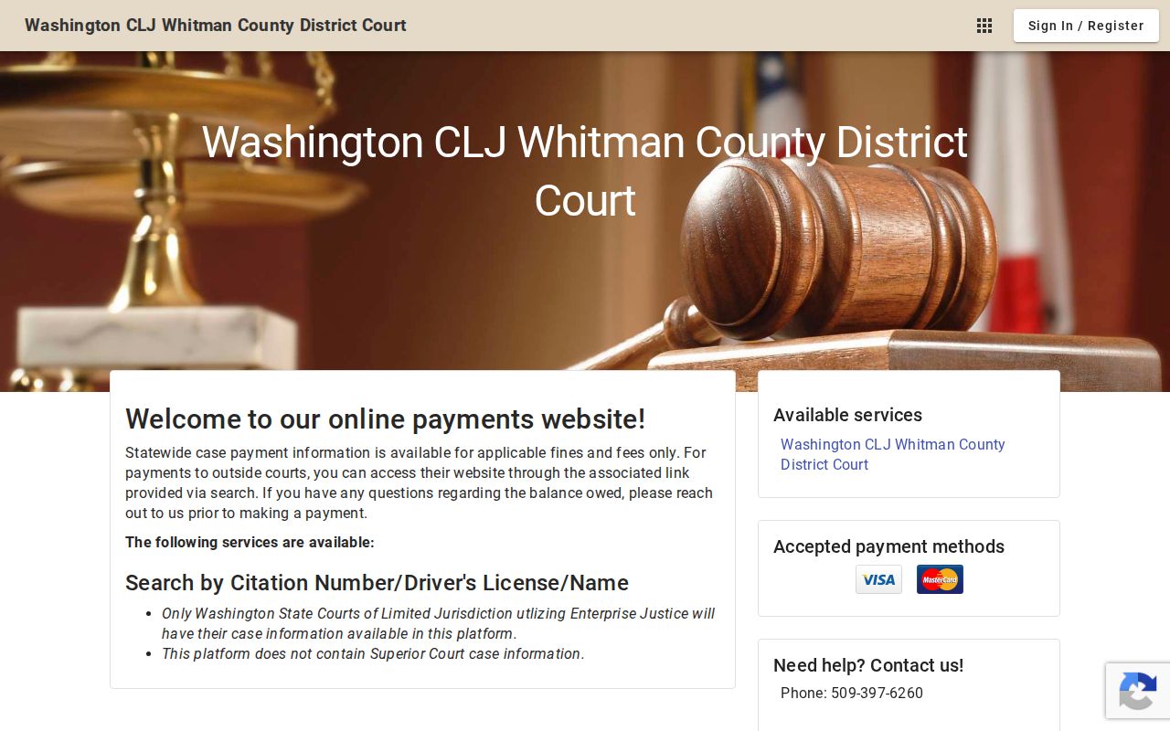 Whitman County traffic ticket Tyler search portal